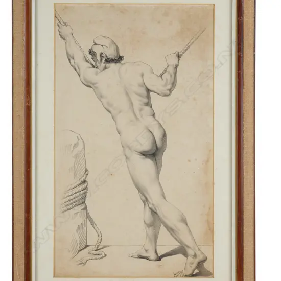 Samuel Lines (1778-1863) - Academic study of a nude male,